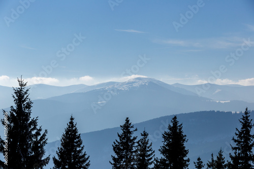 Misty mountains magical landscape view