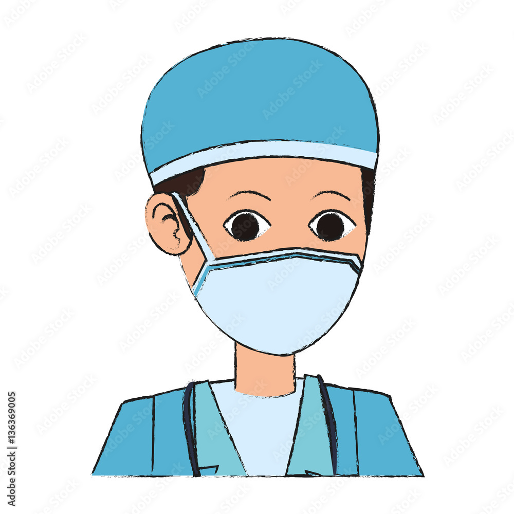 man medical nurse cartoon icon over white background. colorful design. vector illustration man medical nurse cartoon icon over white background. colorful design. vector illustration