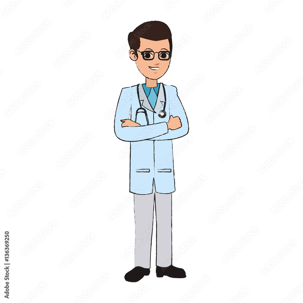 man medical doctor cartoon icon over white background. colorful design. vector illustration man medical doctor cartoon icon over white background. colorful design. vector illustration