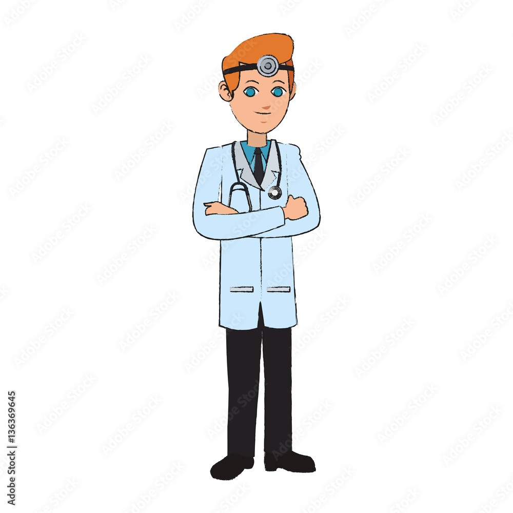 man medical doctor cartoon icon over white background. colorful design. vector illustration man medical doctor cartoon icon over white background. colorful design. vector illustration