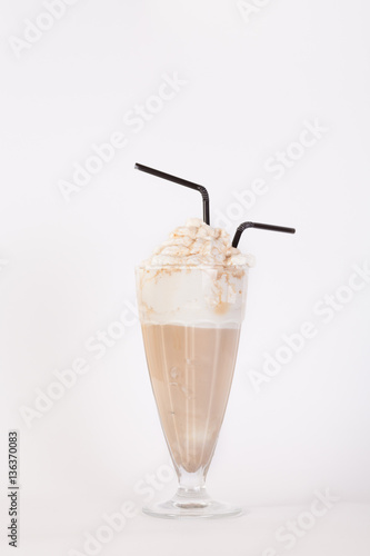 cappuccino in a glass on a white background
