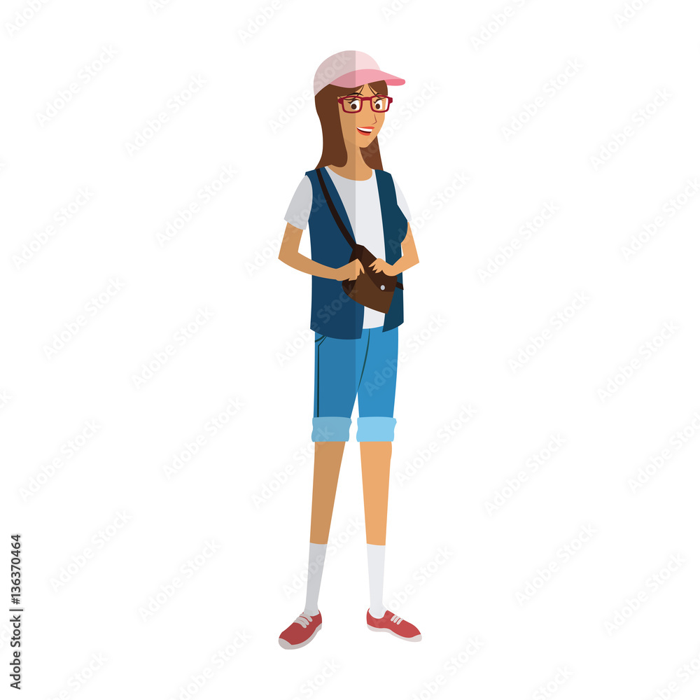 young girl wearing casual clothes over white background. colorful design. vector illustration young girl wearing casual clothes over white background. colorful design. vector illustration
