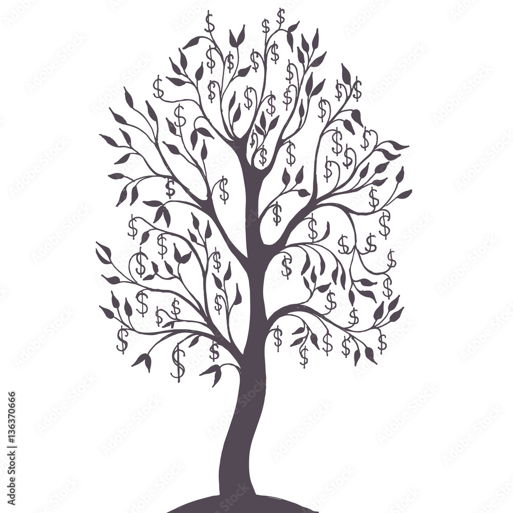 Fototapeta premium flat graphic vector illustration of a money tree