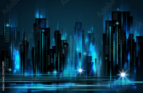 Night city skyline , vector illustration © dahabians