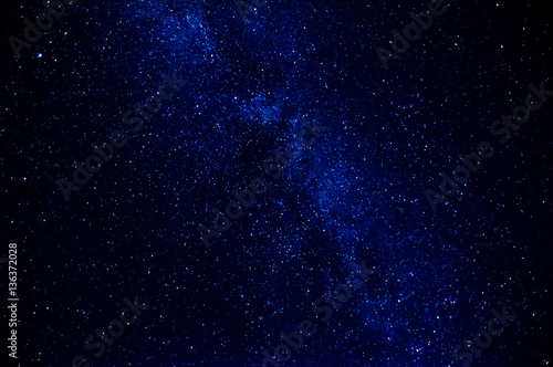milky way on dark blue background with many stars