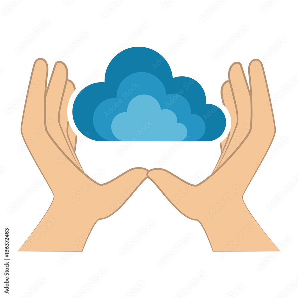hands human with cloud vector illustration design