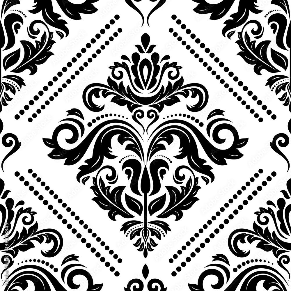 Seamless classic vector pattern. Traditional orient ornament. Classic vintage black and white background