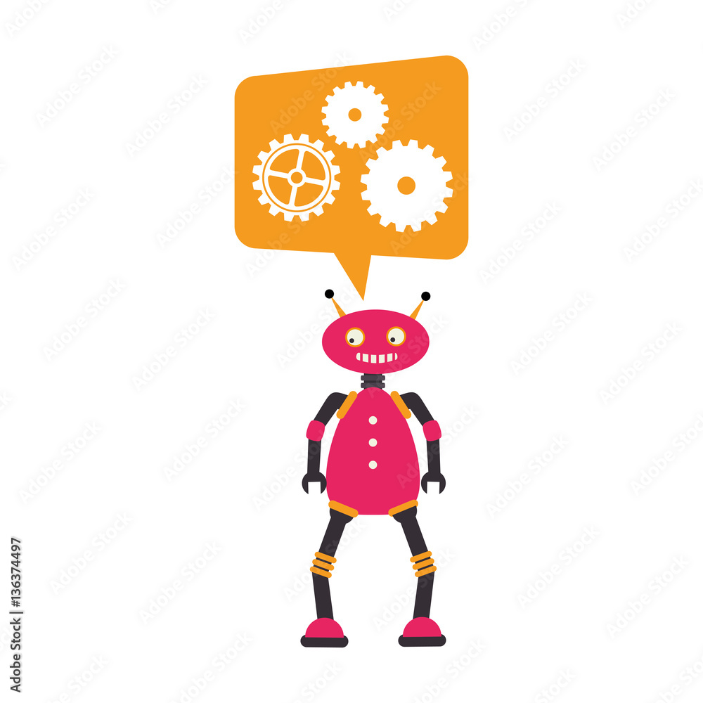 electronic robot with speech bubble card icon vector illustration design electronic robot with speech bubble card icon vector illustration design