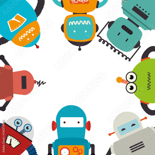 electronic robots card icon vector illustration design
