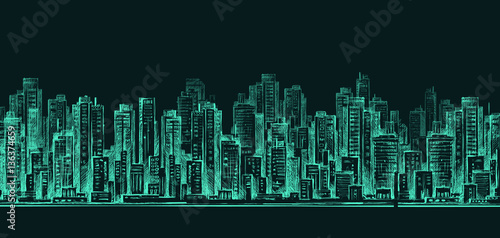 Cityscape Building Line art Vector Illustration
