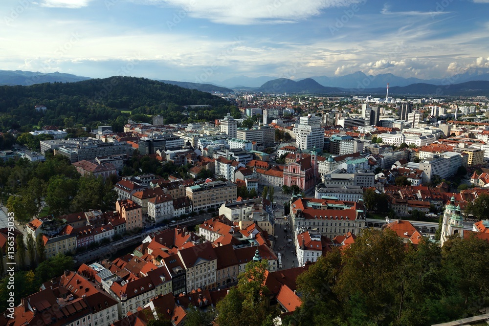 View on the city Ljubljana in Slovenia