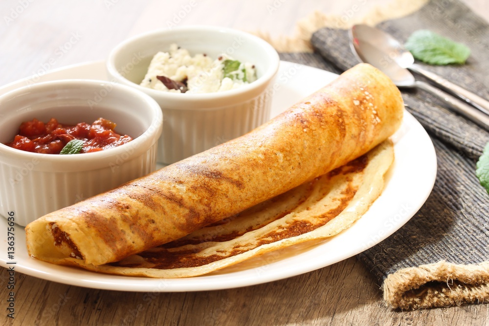 Dosa - South Indian breakfast  crepes made of rice and lentil