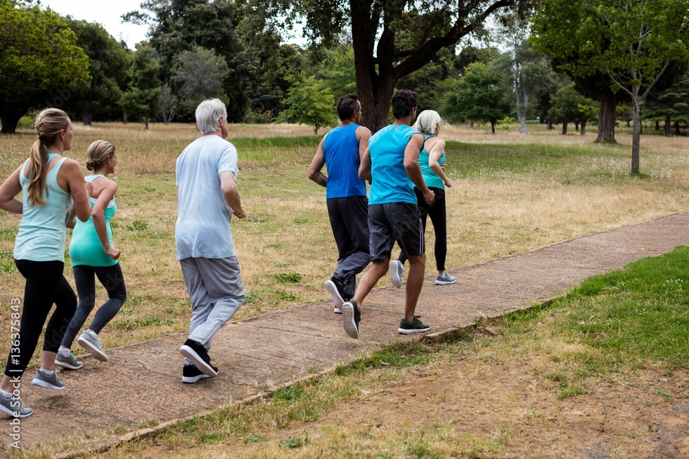 Fototapeta premium Athletes running race in park
