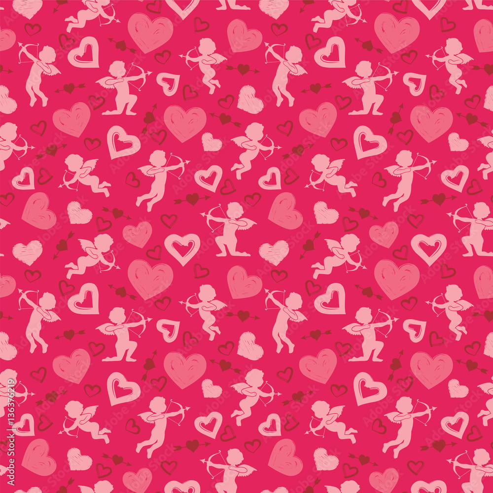 Love theme, cupids, amours, hearts, valentine's day pattern