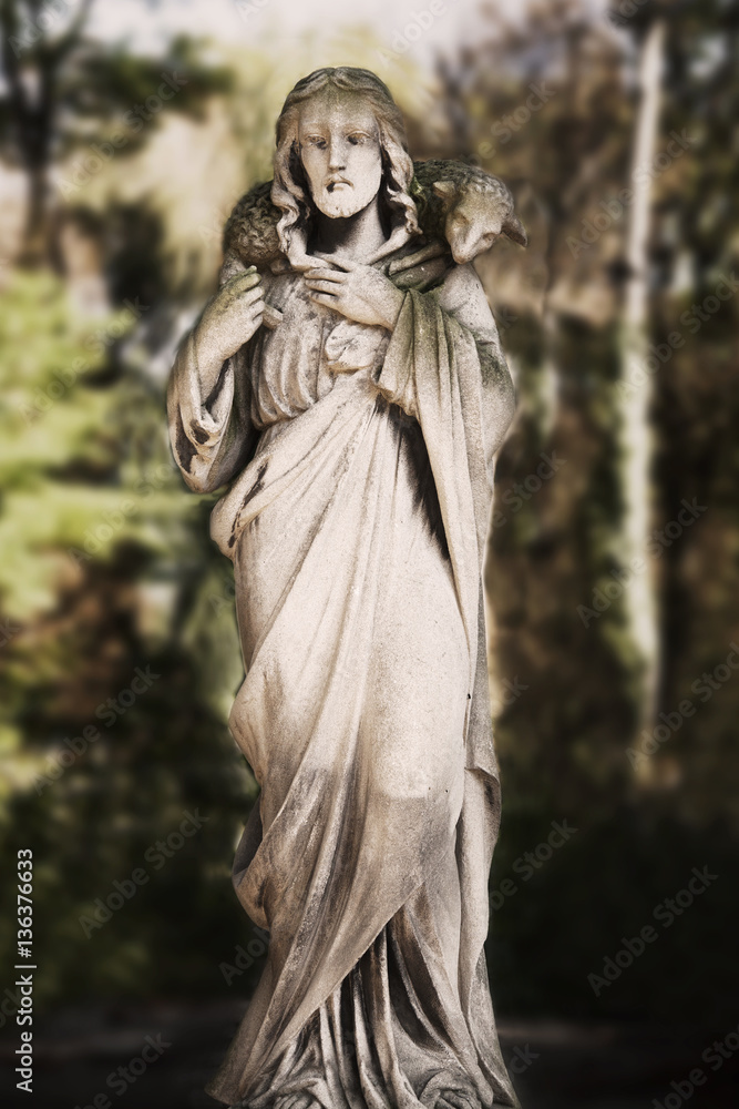 Jesus Christ - the Good Shepherd (antique statue)