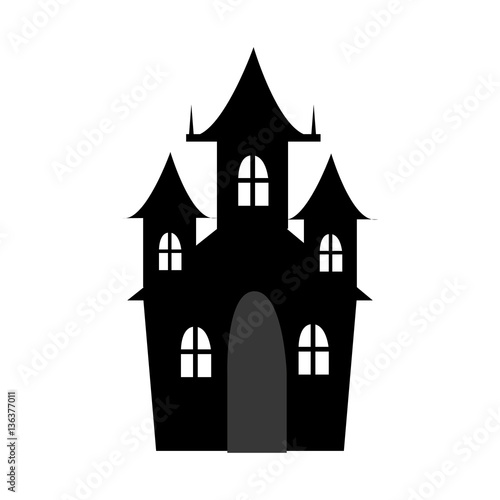 castle building halloween card vector illustration design