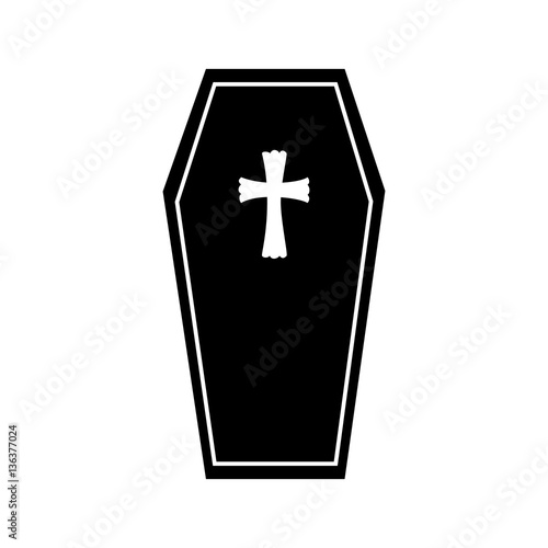 coffin halloween card icon vector illustration design