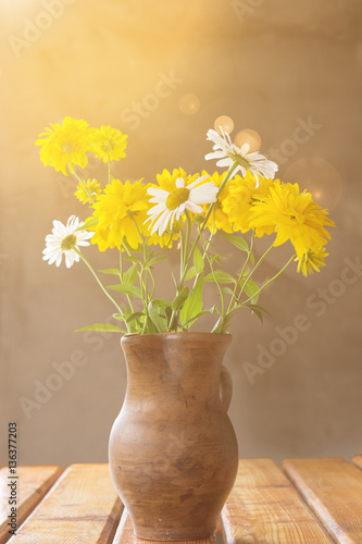 Wallpaper Mural flowers on table sunset Torontodigital.ca