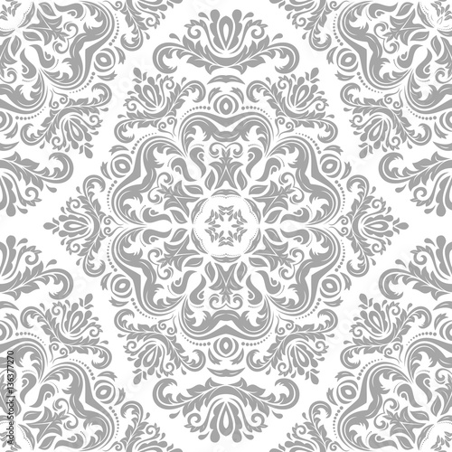 Seamless classic vector light silver pattern. Traditional orient ornament. Classic vintage background