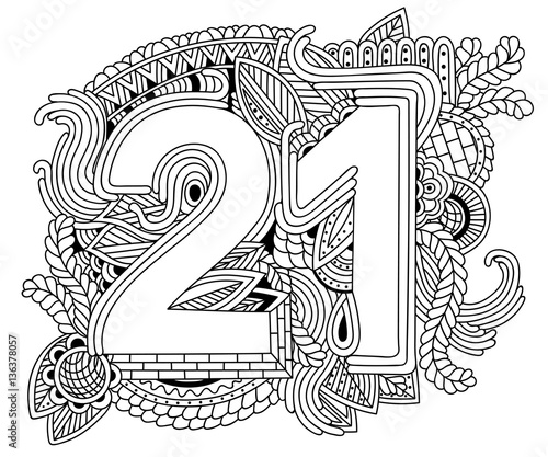 Happy birthday number 21, greeting card for 21year with geometr