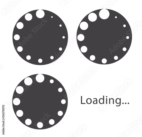 Circular loading sign, isolated on white background, vector illustration.
