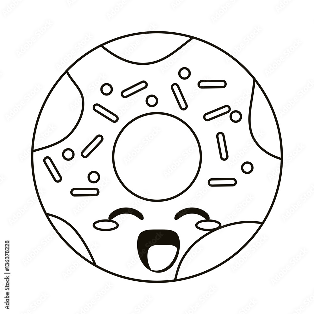 Fototapeta premium kawaii donut sugar delicous thin line vector illustration eps 10