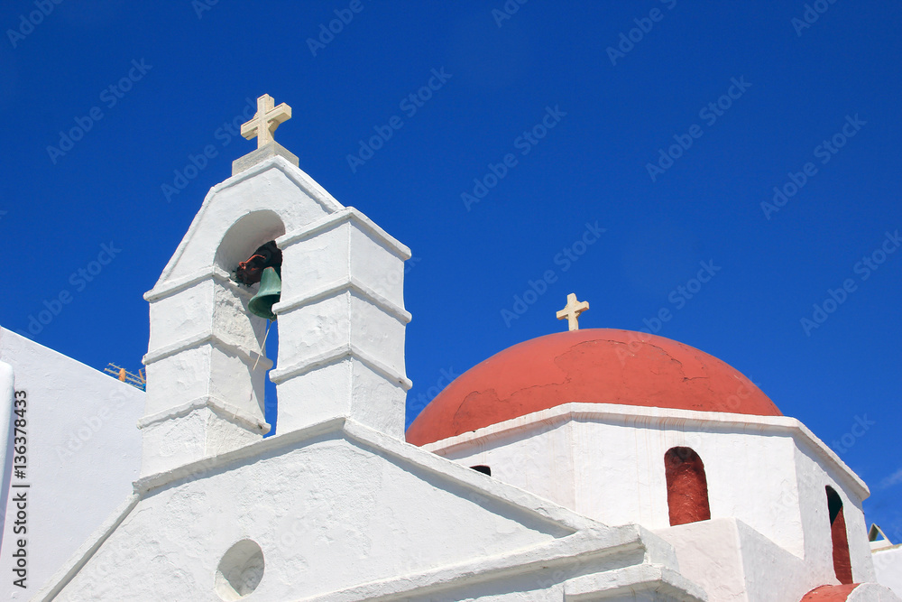Detail of a church in Mykonos island, Greece