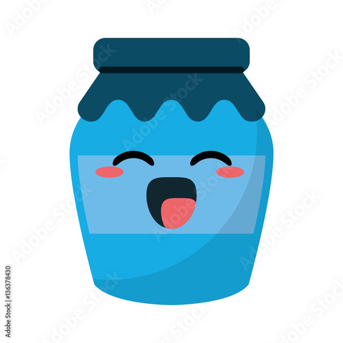 kawaii jar glass jam tasty vector illustration eps 10