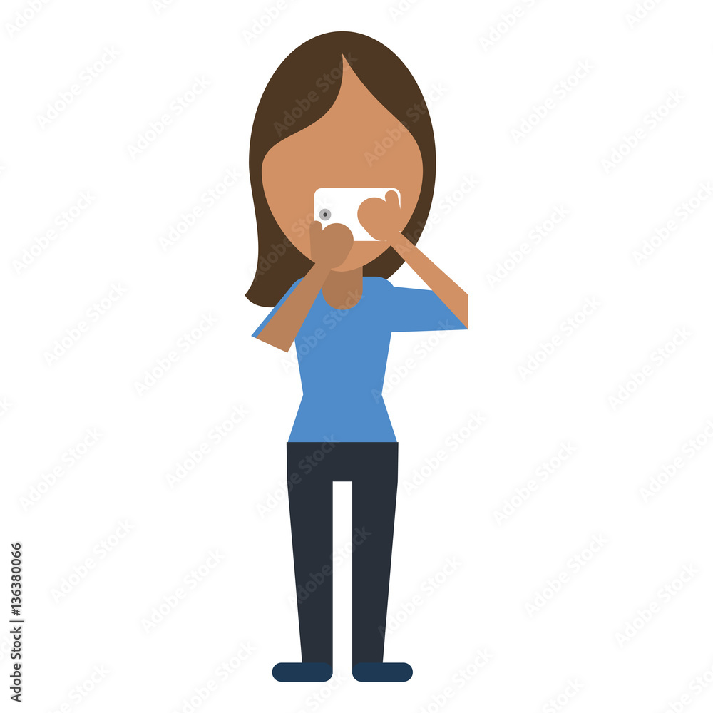 character woman making selfie photograph with smartphone vector illustration eps 10 character woman making selfie photograph with smartphone vector illustration eps 10