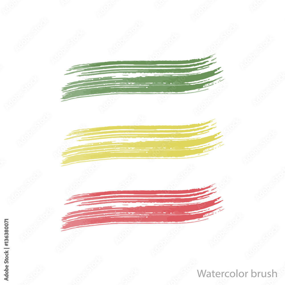 vector set of red, yellow, green brushes isolated on white vector set of red, yellow, green brushes isolated on white