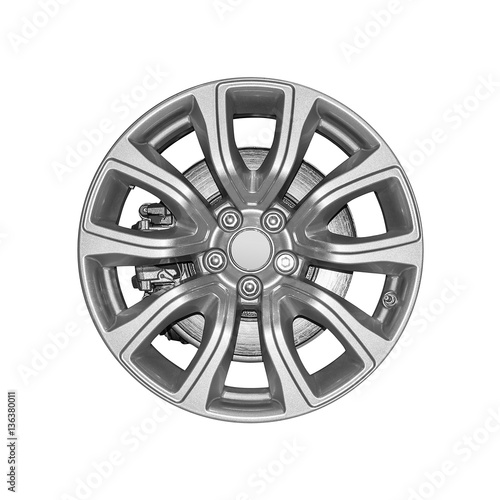 Car wheel isolated on white background.