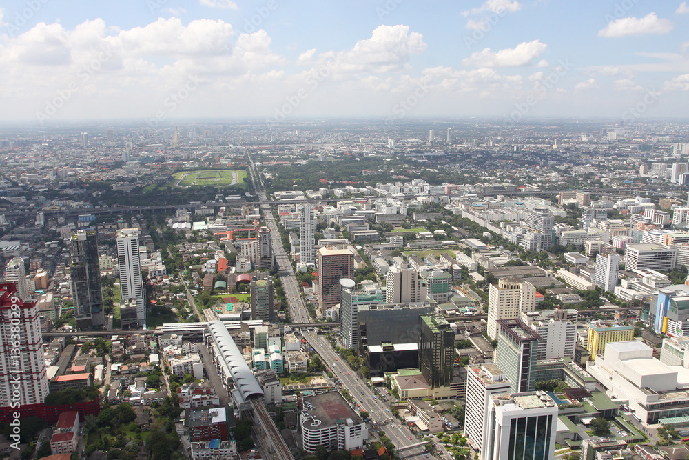 Bangkok from height bird's-eye in the daytime