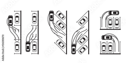 Different types of parking a car - vector illustration photo
