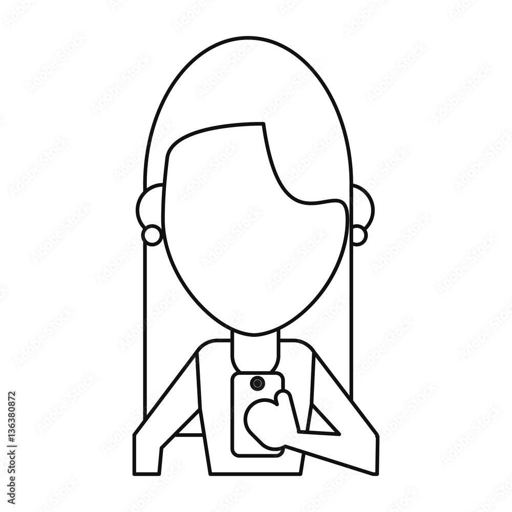 afro american woman message phone device thin line vector illustration eps 10 afro american woman message phone device thin line vector illustration eps 10