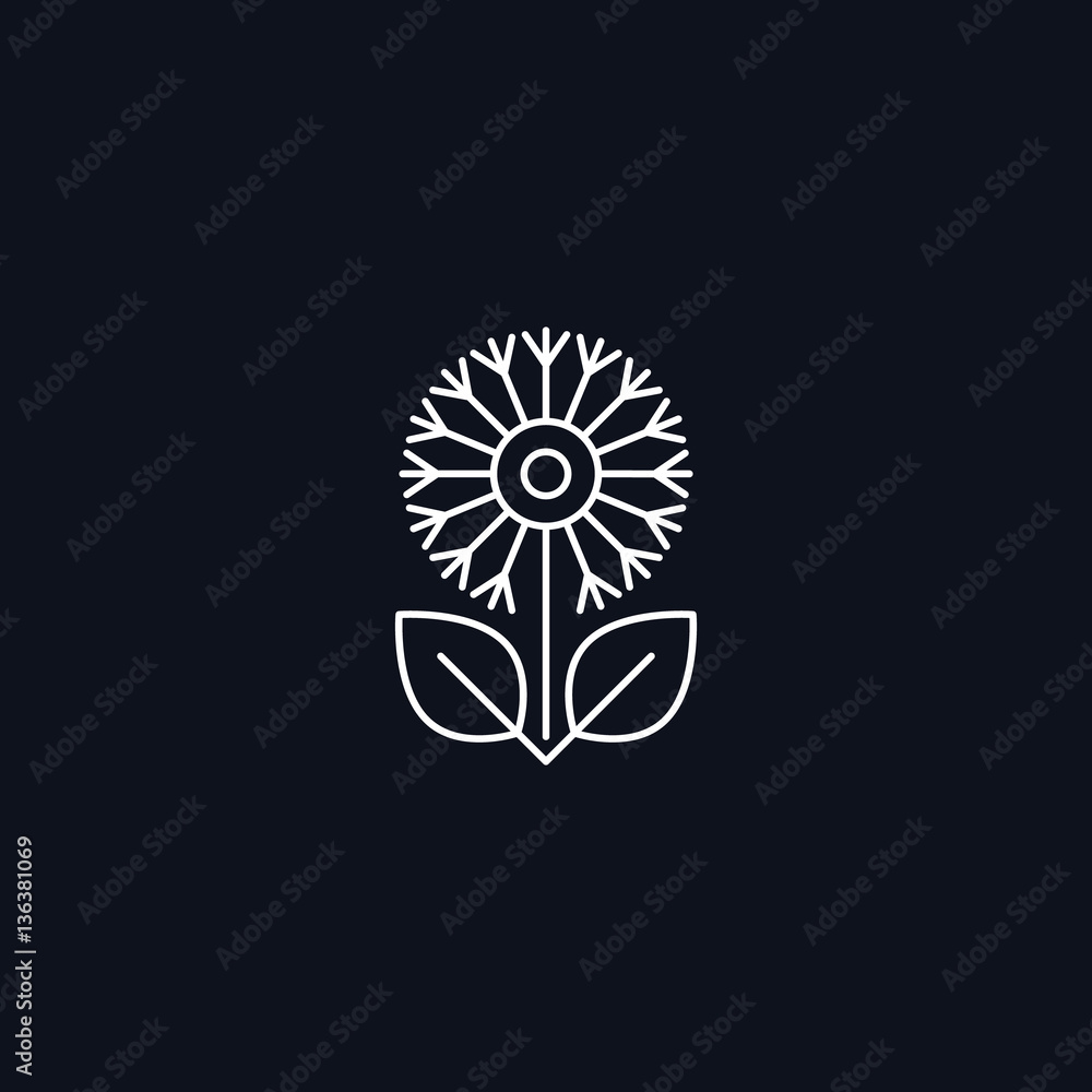 Line Symbol, flower with leaves, Herbal concept, vector design element Line Symbol, flower with leaves, Herbal concept, vector design element
