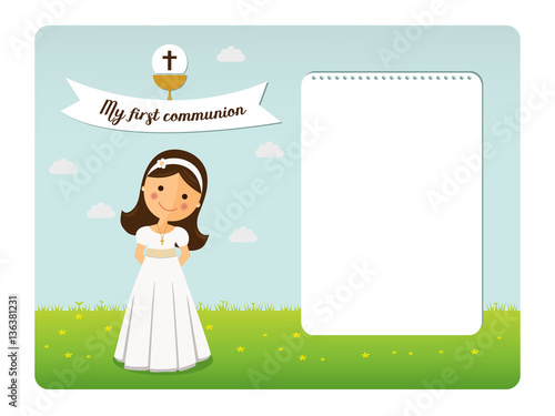 My first communion horizontal invitation with message
