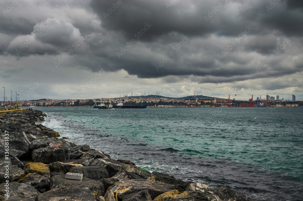 Old beach and seascape in Istanbul, Turkey. Old beach and seascape in Istanbul, Turkey.