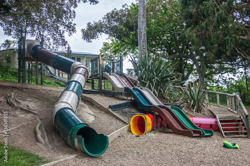 Colorful children playground activities in Western Park in Auckland, New Zealand. photo