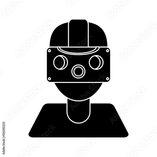 gamer with virtual reality augmented device pictogram vector illustration eps 10