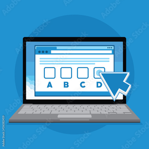 online exam test with laptop illustration