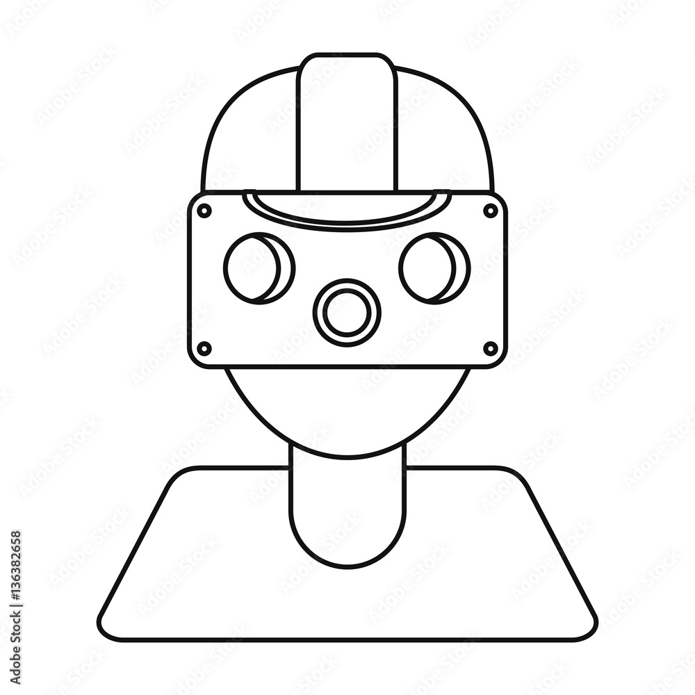 gamer with virtual reality augmented device thin line vector illustration eps 10