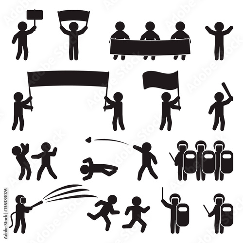 People icon set. Demonstration, protesting, parade and riot icon set. Vector