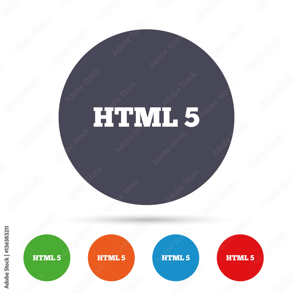 HTML5 sign icon. New Markup language symbol. HTML5 sign icon. New Markup language symbol.