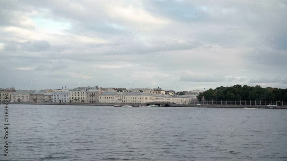 Saint-Petersburg view on river Neva and Summer garden shot Saint-Petersburg view on river Neva and Summer garden shot