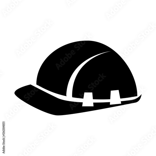black silhouette worker helmet icon vector illustration