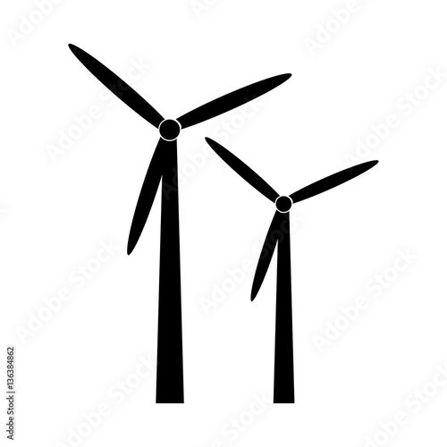 black silhouette windmill alternative and renewable energy icon vector illustration