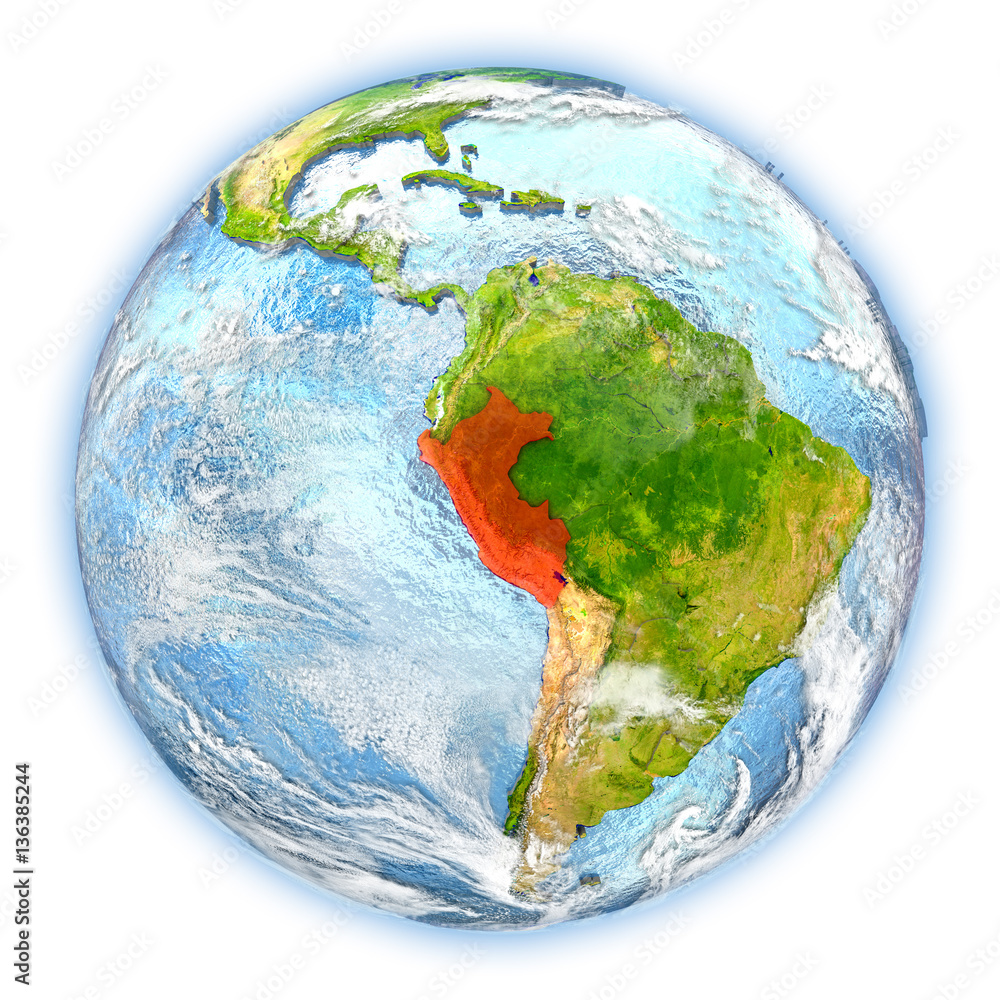 Fototapeta premium Peru on Earth isolated
