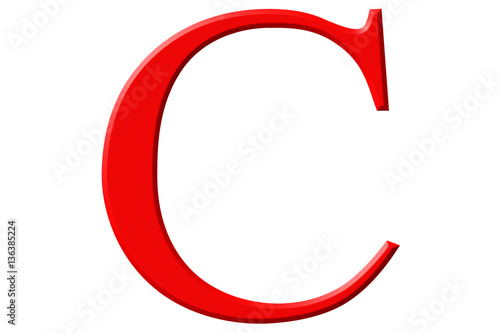 Roman numeral C, centum, 100, one hundred, isolated on white bac