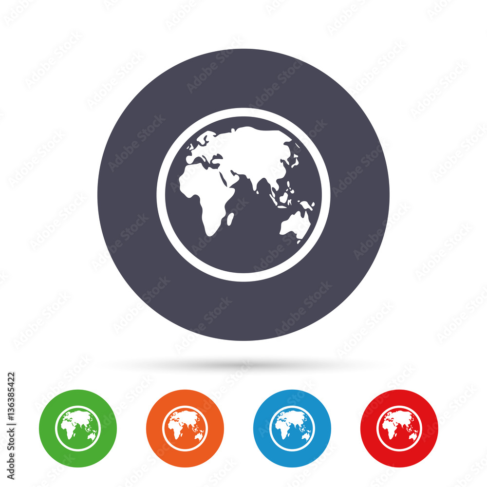 Globe sign icon. World map geography symbol. Globe sign icon. World map geography symbol.