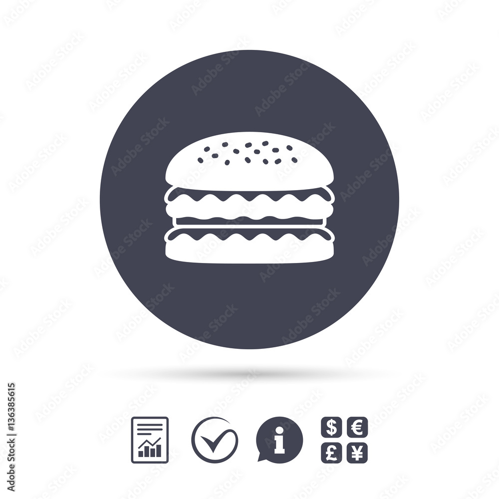 Hamburger icon. Burger food symbol. Hamburger icon. Burger food symbol.